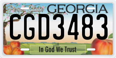 GA license plate CGD3483