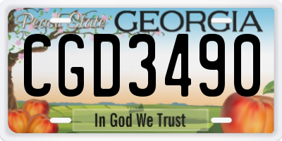 GA license plate CGD3490