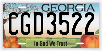GA license plate CGD3522
