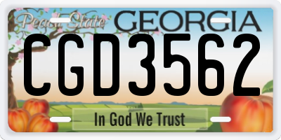 GA license plate CGD3562