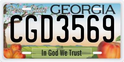 GA license plate CGD3569