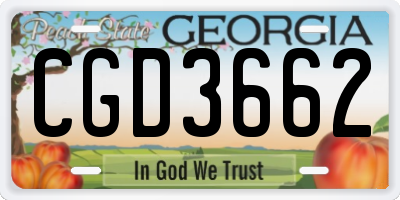 GA license plate CGD3662