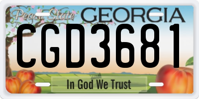 GA license plate CGD3681