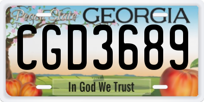 GA license plate CGD3689