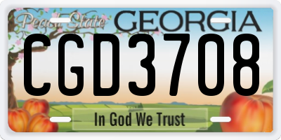 GA license plate CGD3708