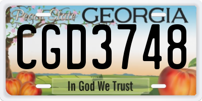 GA license plate CGD3748