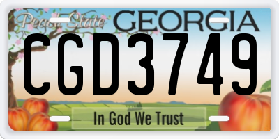 GA license plate CGD3749