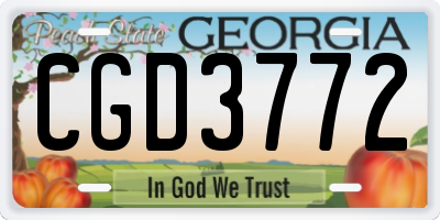 GA license plate CGD3772