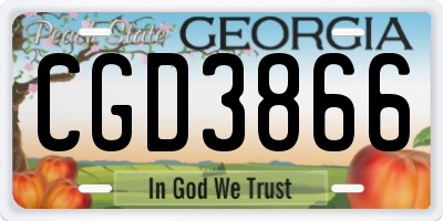 GA license plate CGD3866