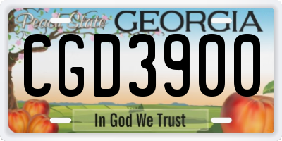 GA license plate CGD3900