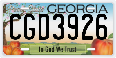 GA license plate CGD3926