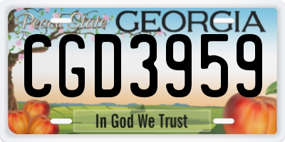 GA license plate CGD3959