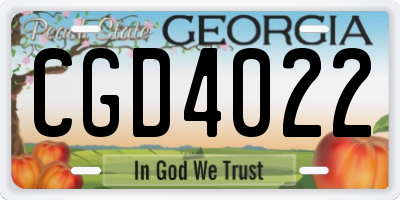 GA license plate CGD4022