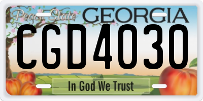 GA license plate CGD4030
