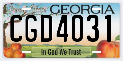 GA license plate CGD4031