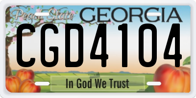 GA license plate CGD4104
