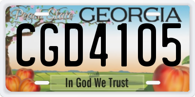 GA license plate CGD4105
