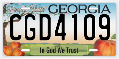GA license plate CGD4109