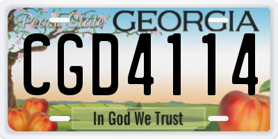 GA license plate CGD4114
