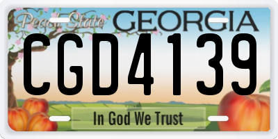 GA license plate CGD4139