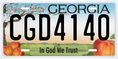 GA license plate CGD4140