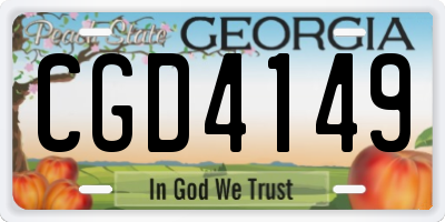 GA license plate CGD4149