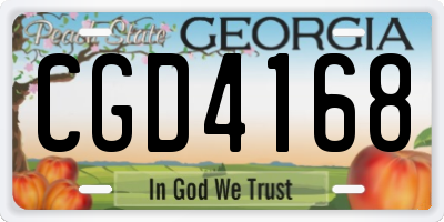 GA license plate CGD4168