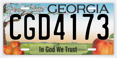 GA license plate CGD4173