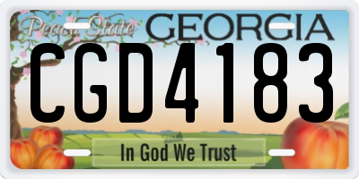 GA license plate CGD4183
