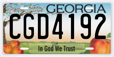 GA license plate CGD4192
