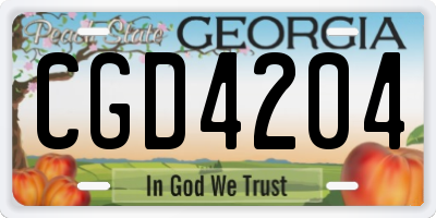 GA license plate CGD4204