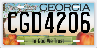 GA license plate CGD4206