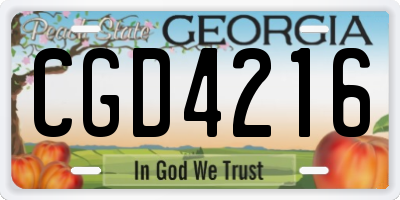 GA license plate CGD4216