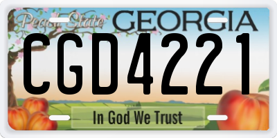 GA license plate CGD4221