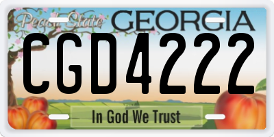 GA license plate CGD4222