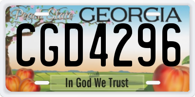 GA license plate CGD4296