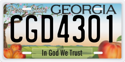 GA license plate CGD4301