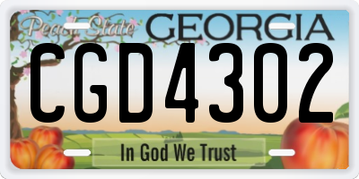 GA license plate CGD4302