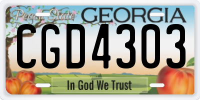 GA license plate CGD4303