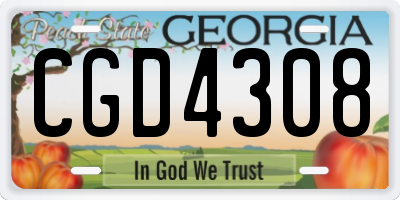 GA license plate CGD4308