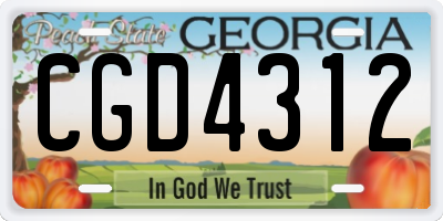 GA license plate CGD4312