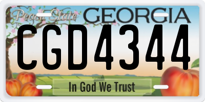GA license plate CGD4344