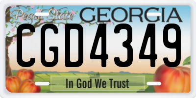 GA license plate CGD4349