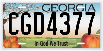 GA license plate CGD4377