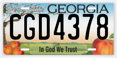 GA license plate CGD4378