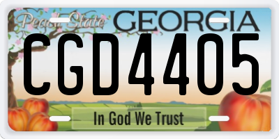 GA license plate CGD4405