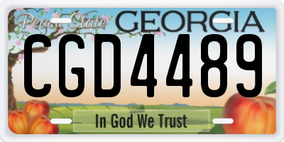 GA license plate CGD4489
