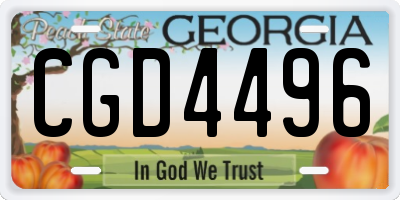 GA license plate CGD4496