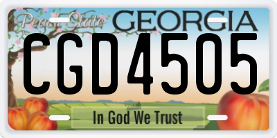 GA license plate CGD4505