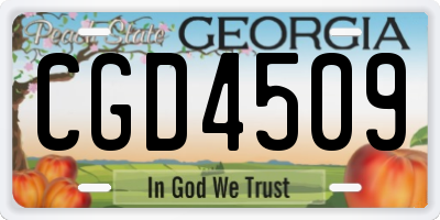 GA license plate CGD4509